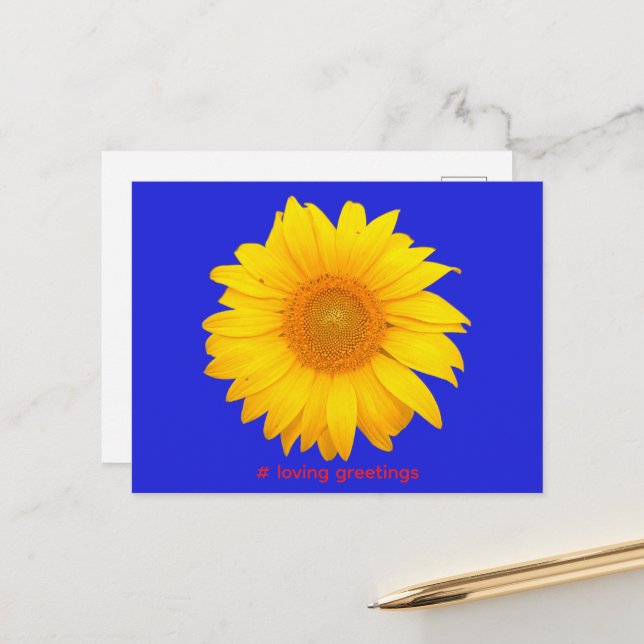Postcard Sunflower Love Greetings (Front/Back In Situ)