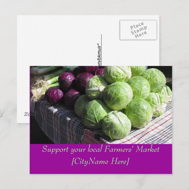 Postcard - Support Farmers Market - Cabbages (Front/Back)