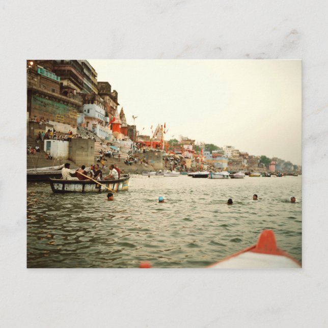 Postcard Swiming in the Ganges, Varanasi India (Front)