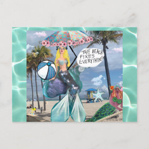 Postcard- the beach fixes everything postcard