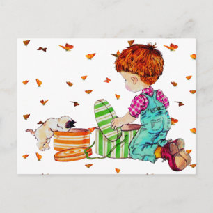 Postcard The boy and the dog