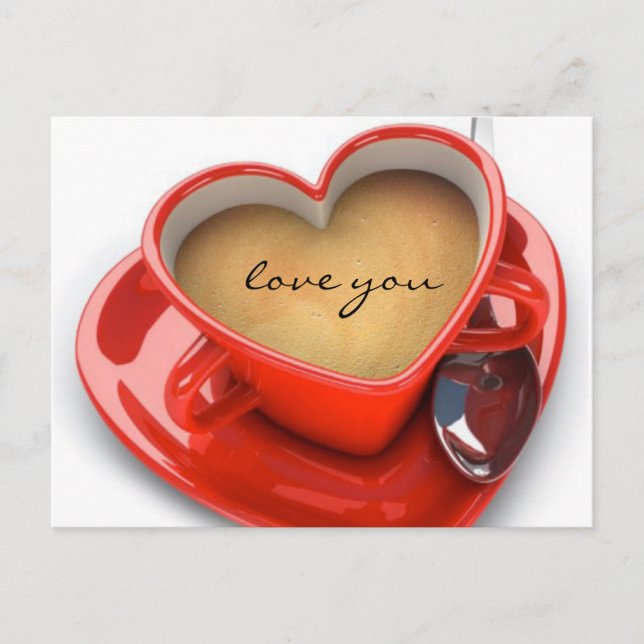 postcard, valentine's day, coffee, love holiday postcard (Front)