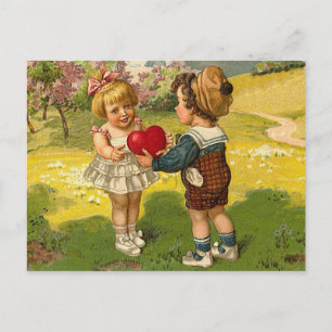 Postcard - Valentine's Love Little Boy Girl Heart