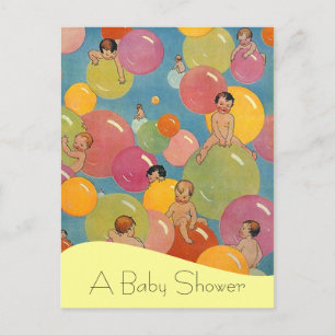 Postcard Vintage Baby Shower Announcements Balloon