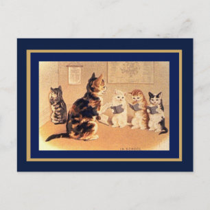 Postcard Vintage Cats In School