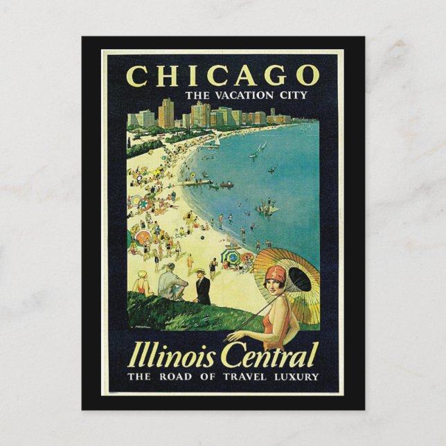 Postcard-Vintage Chicago Travel Art-2 Postcard (Front)