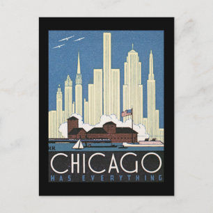 Postcard-Vintage Chicago Travel Art-8 Postcard