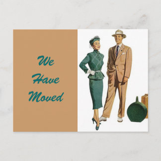 Postcard Vintage Couple Moved New Address PC