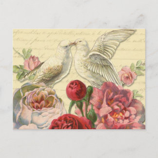 Postcard: Vintage Doves with Roses Postcard