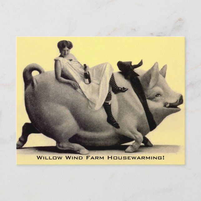 Postcard Vintage Farm Ranch Fun Housewarming PC (Front)