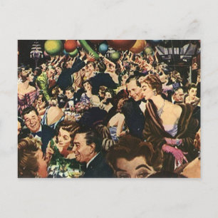 Postcard Vintage Fun Party Celebration Bash Crowd