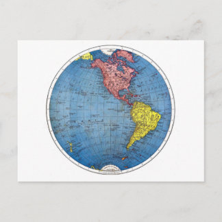 Postcard: Vintage map of the Western Hemisphere Postcard
