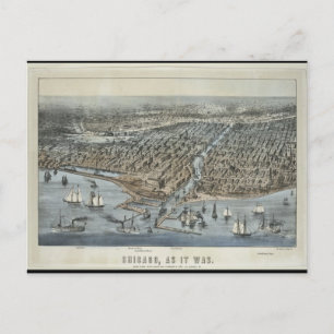 Postcard-Vintage Maps-Chicago As It Was in 1872 Postcard