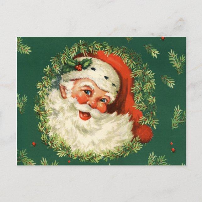 Postcard:  Vintage Santa Holiday Postcard (Front)