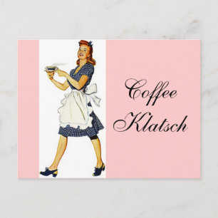 Postcard  Vintage Waitress Coffee Klatsch Invite