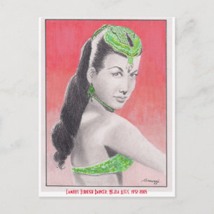 Postcard w/ orig. art, Turkish Dancer Nejla Ates