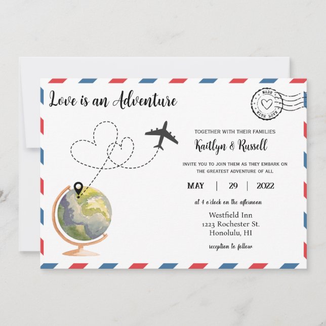 Postcard Wedding Invitation- Destination Wedding (Front)
