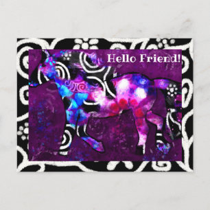 Postcard - Whimsical Abstract Horse Painting