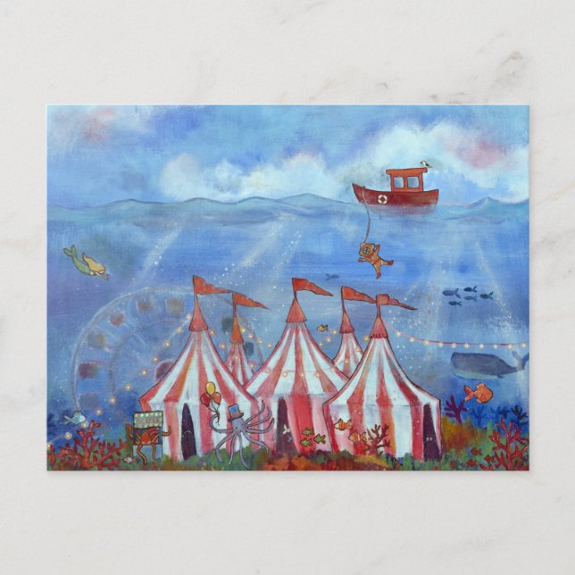 Postcard Whimsical Underwater Circus  (Front)