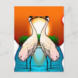 Postcard-Whooping Crane Love Birds Postcard