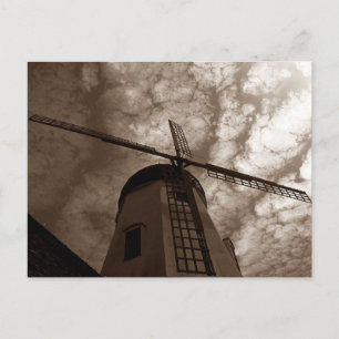 Postcard ~ Windmill Sails Against Clouds ~ Sepia