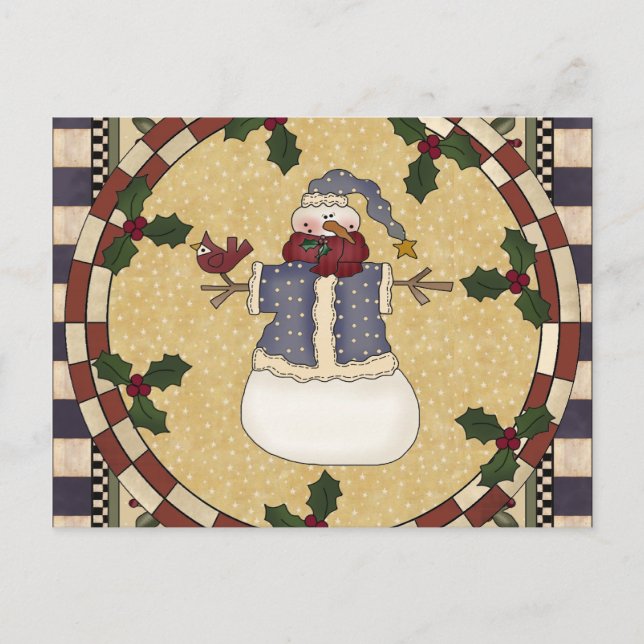 Postcard - Winter Dressed Snowman (Front)