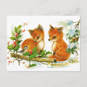 Postcard: Winter Snow Foxes Postcard