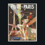 Postcard with 1920's Paris Art Deco Print<br><div class="desc">Postcard with French vintage art deco poster print from the 1920's advertising Paris Fair, "Foire de Paris". Truly chic and in art deco style with the Eiffel Tower during the night in the background. Please, let us know if you want some changes made that would please you. We are happy...</div>