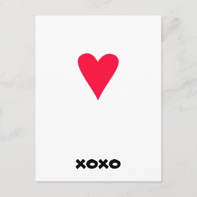 Postcard with a red heart and xoxo (Front)