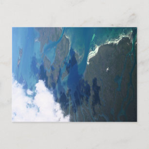 Postcard with aerial view of island