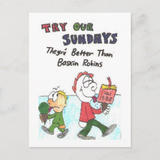 Postcard with animation of funny church signs