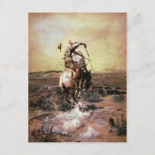 Postcard With Charles Marion Russell Painting