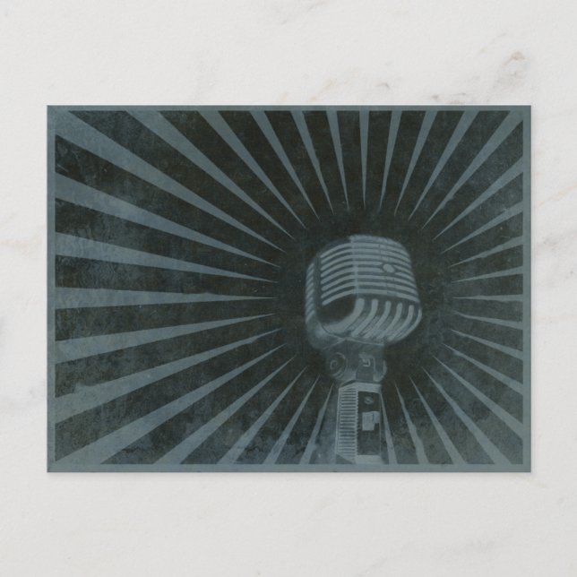 Postcard with Cool Vintage Microphone (Front)