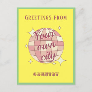 Postcard with customisable city name yellow