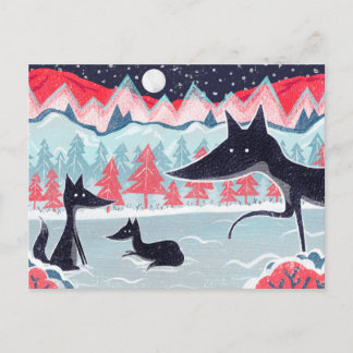 Postcard with cute black foxes