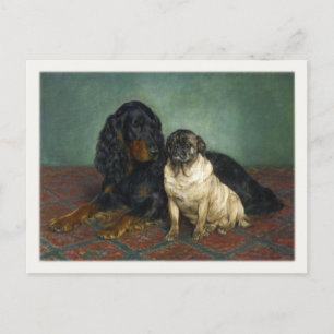 Postcard With Cute Painted Dogs