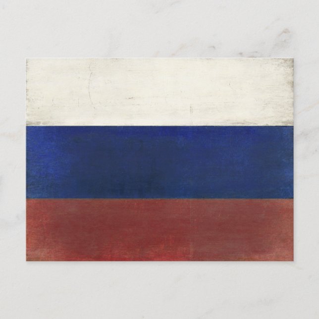 Postcard with Dirty Vintage Flag from Russia (Front)