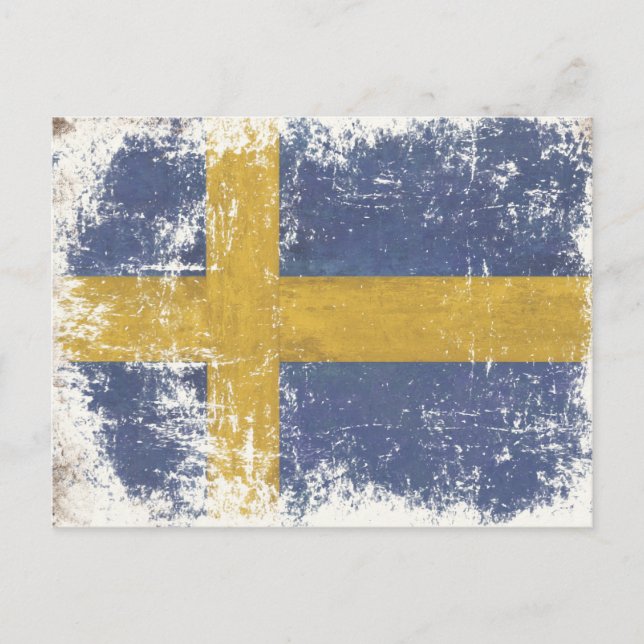 Postcard with Dirty Vintage Flag from Sweden (Front)