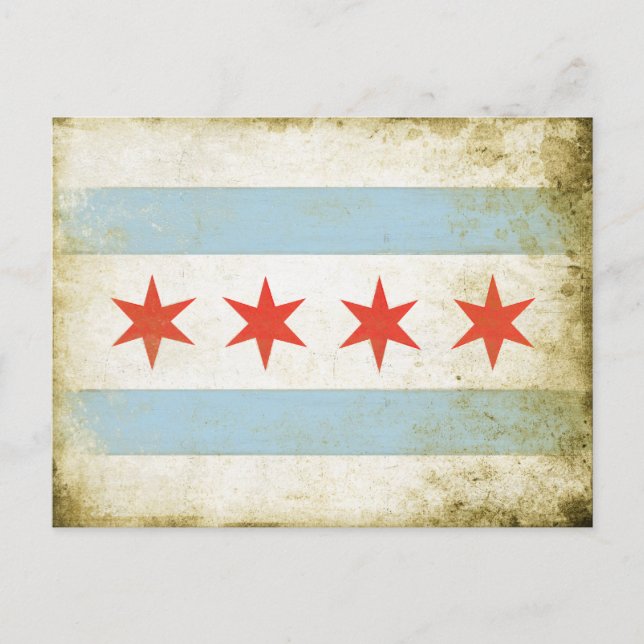 Postcard with Distressed Chicago Flag Print (Front)