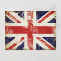 Postcard with Distressed Great Britain Flag