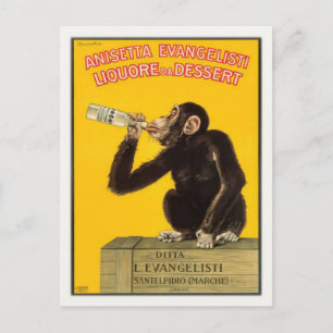 Postcard with Drinking Monkey Poster