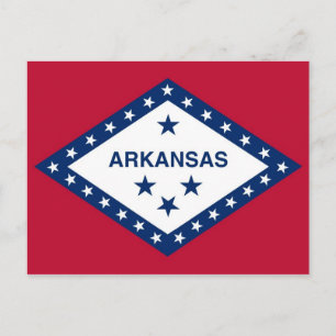Postcard with Flag of Arkansas State - USA