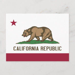 Postcard with Flag of California State - USA