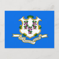 Postcard with Flag of Connecticut State - USA