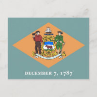 Postcard with Flag of Delaware State - USA