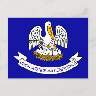 Postcard with Flag of Louisiana State - USA