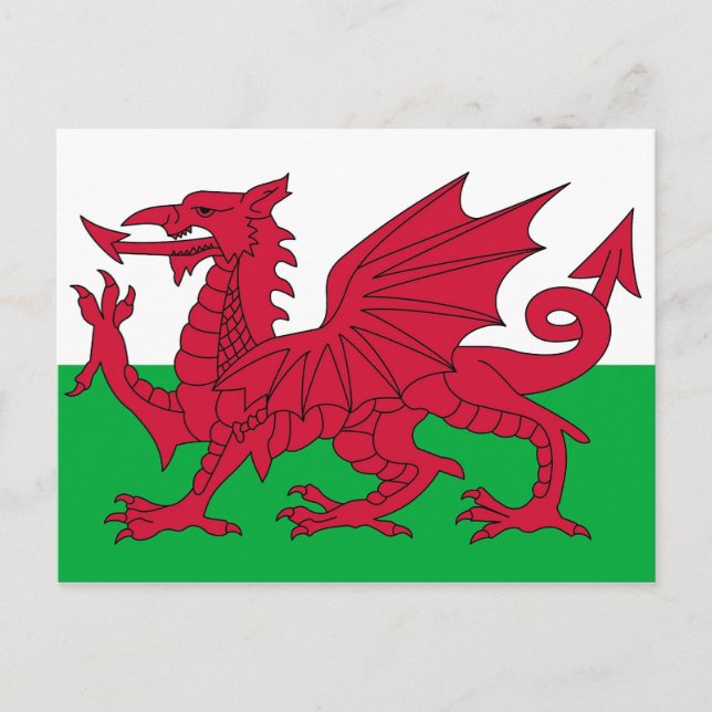 Postcard with Flag of the Wales (Front)