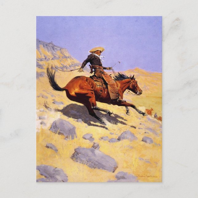 Postcard With Frederic Remington Painting (Front)