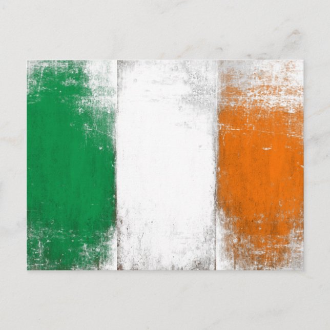 Postcard with Grungy Vintage Irish Flag (Front)