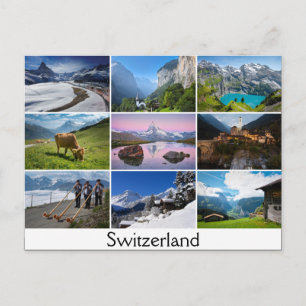 Postcard with landscapes and the text: Switzerland